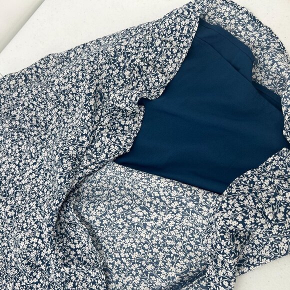 Abercrombie & Fitch Cottagecore M Blue White Floral Mini Dress Sweetheart V-Neck - Picture 6 of 10